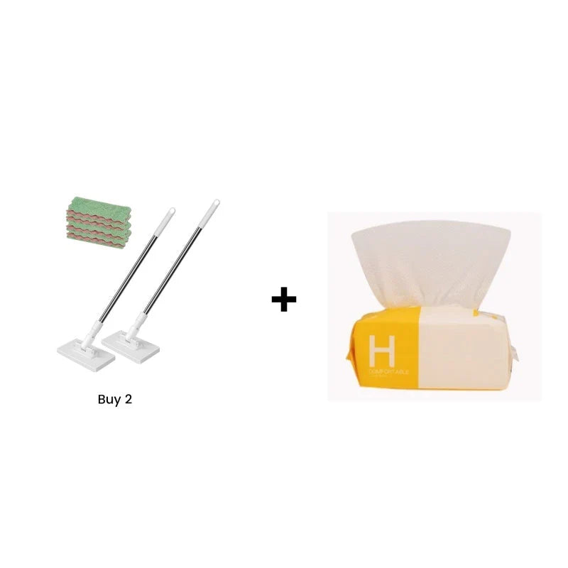 🔥2026 Bestseller🔥Flat Mop with Stainless Steel Handle, come with Reusable Washable Mop Cloths🏆