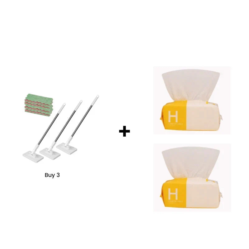 🔥2026 Bestseller🔥Flat Mop with Stainless Steel Handle, come with Reusable Washable Mop Cloths🏆