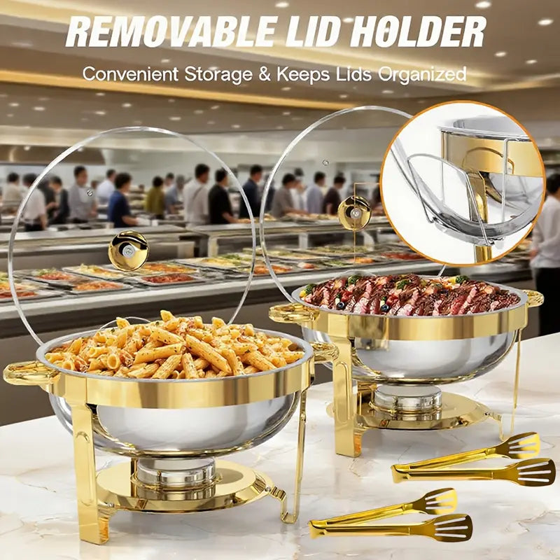 📢📢50% OFF !! ⏰ Stainless Steel Chafing Dish Set – 5QT, Gold, Professional Buffet Warmer ⭐