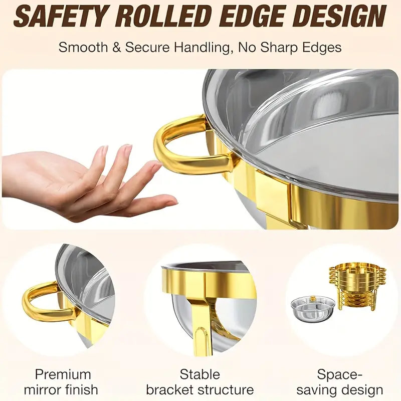 📢📢50% OFF !! ⏰ Stainless Steel Chafing Dish Set – 5QT, Gold, Professional Buffet Warmer ⭐