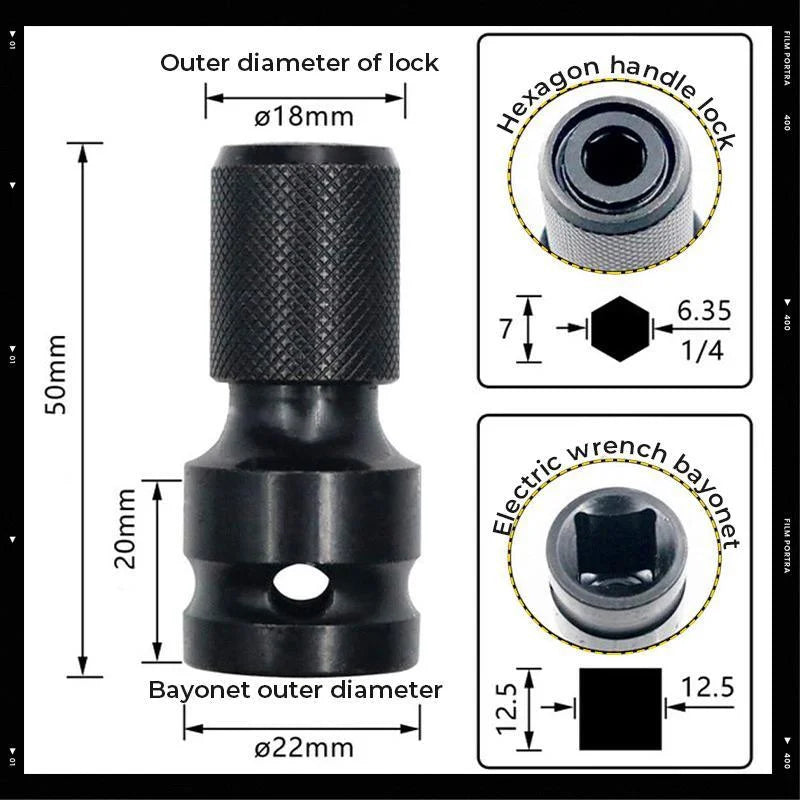 📢📢50% OFF !! ⏰ 1/4 Hex Shank Socket Converter – 1/2 to 1/4, Quick Release ⚙️