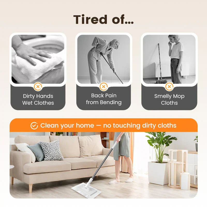 🔥2026 Bestseller🔥Flat Mop with Stainless Steel Handle, come with Reusable Washable Mop Cloths🏆