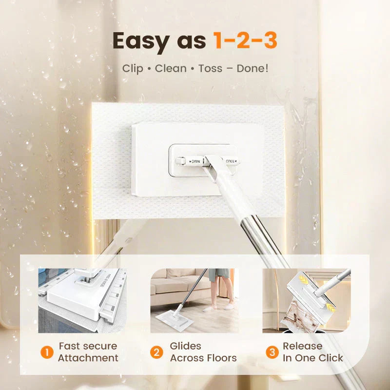 🔥2026 Bestseller🔥Flat Mop with Stainless Steel Handle, come with Reusable Washable Mop Cloths🏆