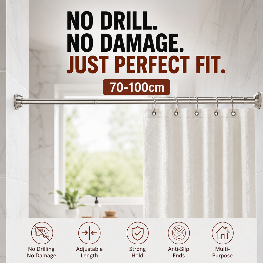 📢📢50% OFF !! ⏰Create storage space anywhere anytime！Adjustable No-Drill Tension Rod