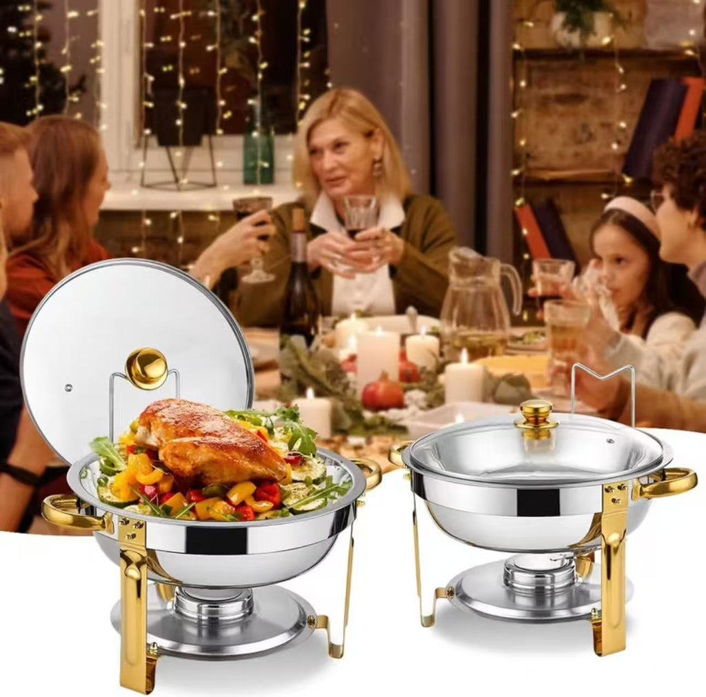 📢📢50% OFF !! ⏰ Stainless Steel Chafing Dish Set – 5QT, Gold, Professional Buffet Warmer ⭐