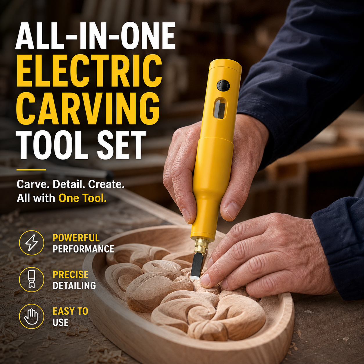 📢📢50% OFF !! ⏰ All-in-One Electric Carving Tool Set 50% OFF! Precise, powerful, versatile – perfect for wood, linoleum & DIY projects. 🔥🎨