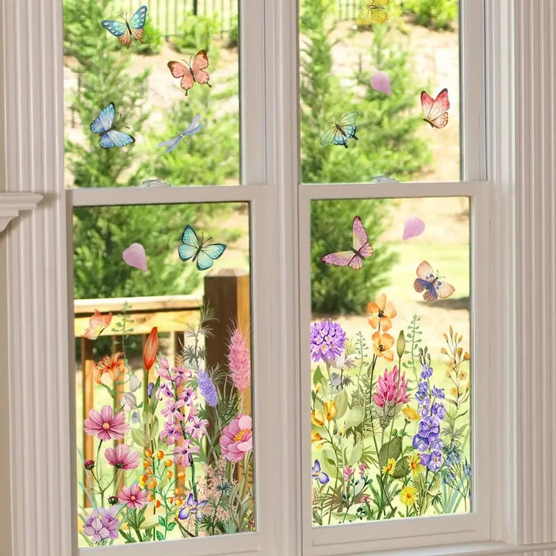 📢📢50% OFF !! ⏰ Colorful Floral Bouquet Window Sticker