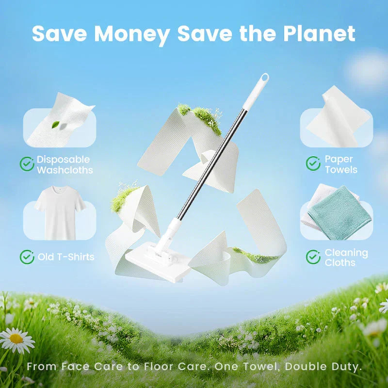 🔥2026 Bestseller🔥Flat Mop with Stainless Steel Handle, come with Reusable Washable Mop Cloths🏆