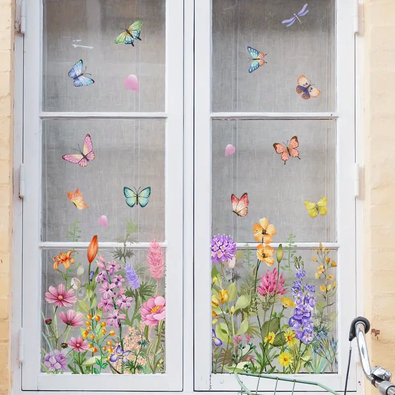 📢📢50% OFF !! ⏰ Colorful Floral Bouquet Window Sticker