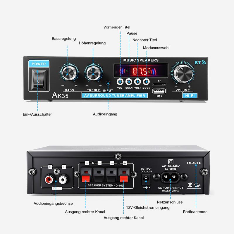 📢📢50% OFF !! ⏰AK35 Stereo Amplifier Home Audio Bluetooth 5.0 Max