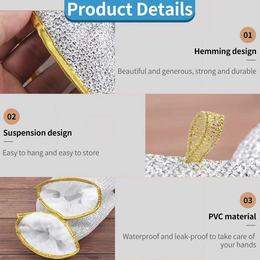 🧤 BUY 2 GET 1 FREE! ✨ Dishwashing Wire Gloves - Cut-Resistant & Flexible, Protect Hands from Sharp Edges and Hot Water, Durable for Daily Use 🍽️📦