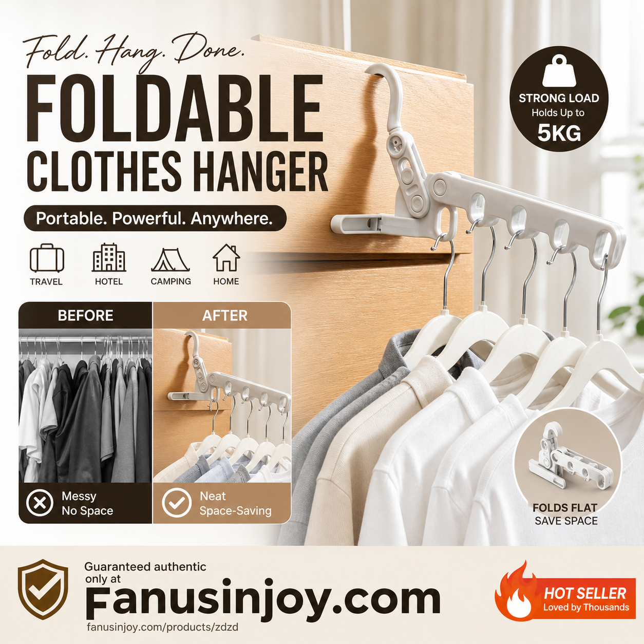📢📢50% OFF !! ⏰Hang clothes anywhere you want！Portable Foldable Clothes Hanger