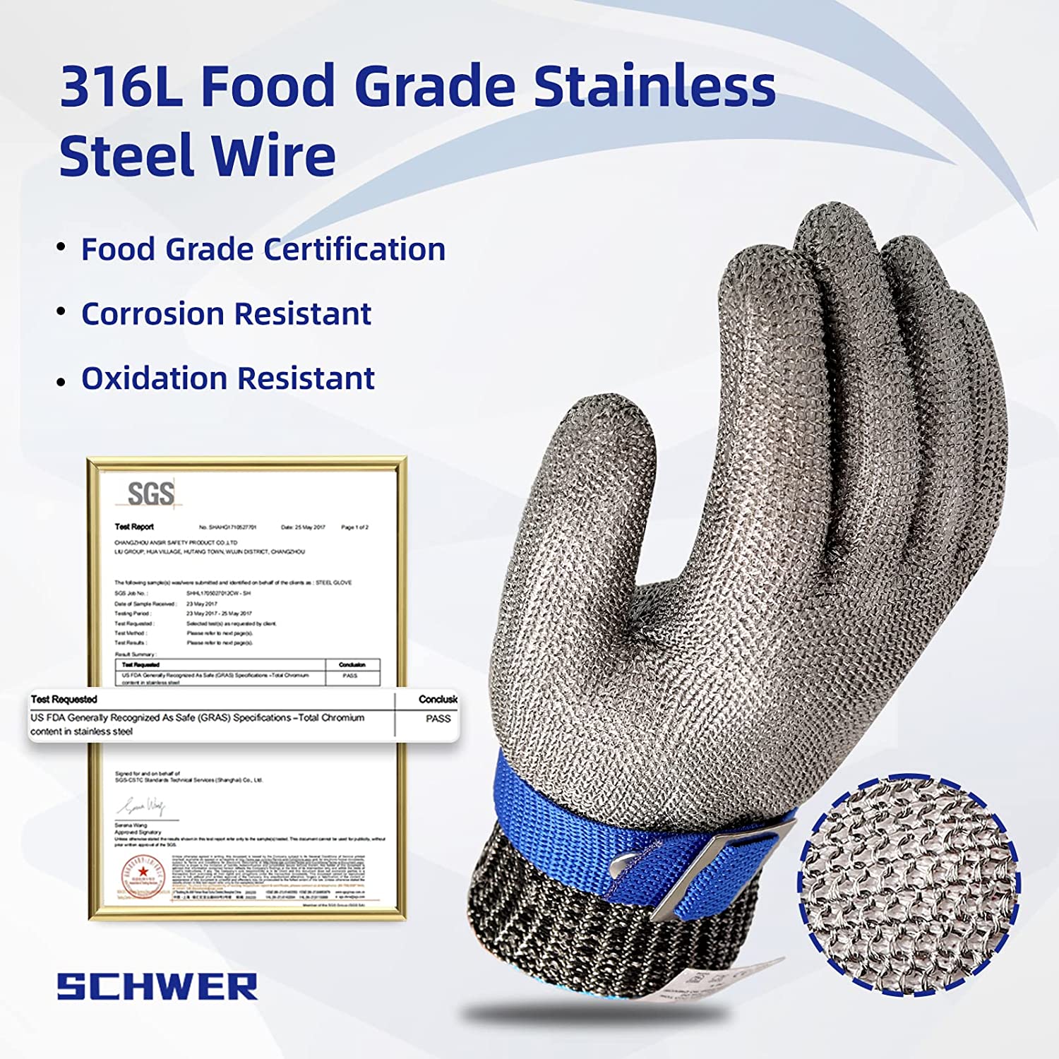 📢📢50% OFF !! ⏰Food Grade Metal Mesh Glove – Cut Resistant, ANSI A9, Easy Clean 🍖