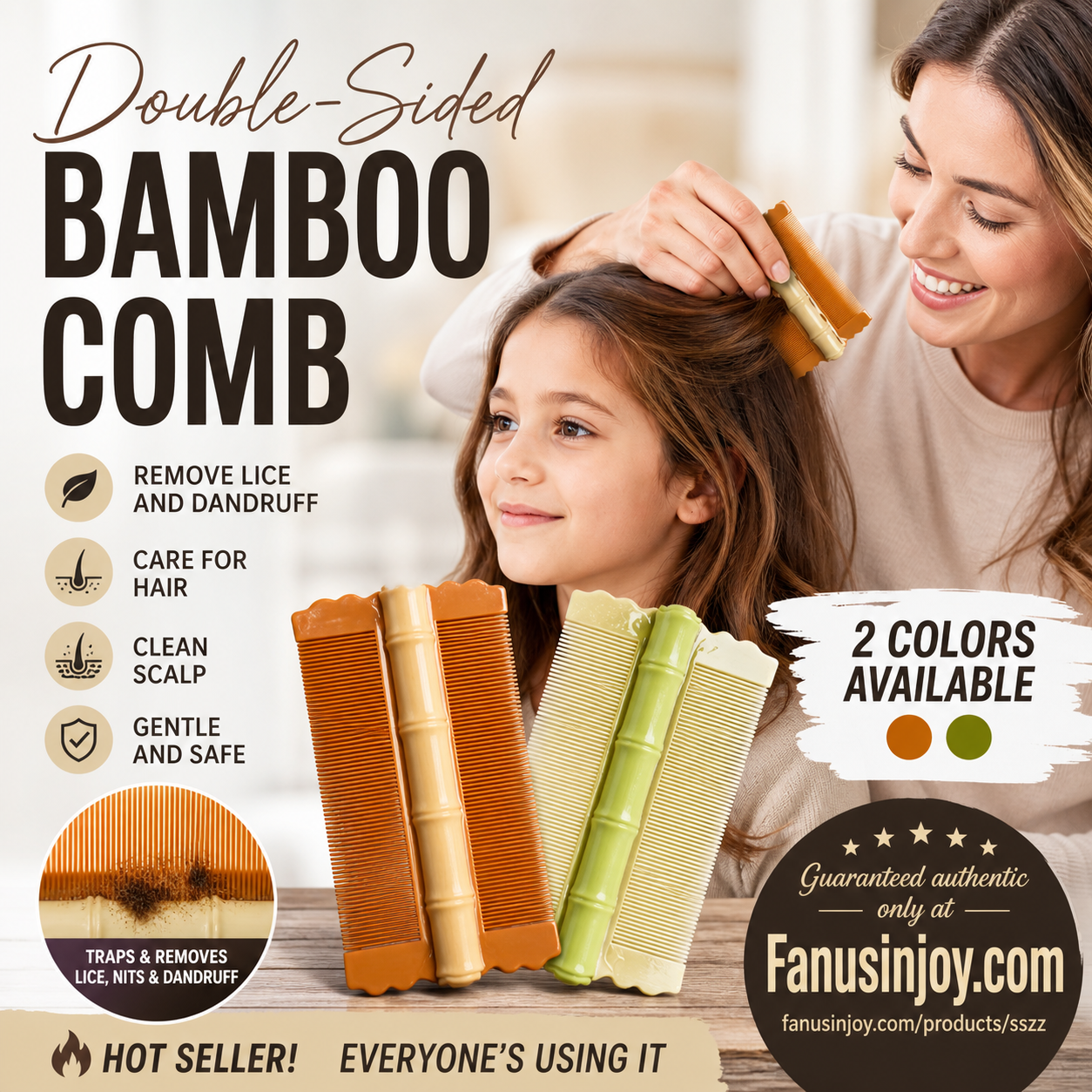 ✨️Amazing Buy 1 get 1 free🔥 🎋💇‍♀️Protect Your Scalp！Nourish Your Hair！🎋Bamboo Styling Double-Sided Fine Teeth Comb