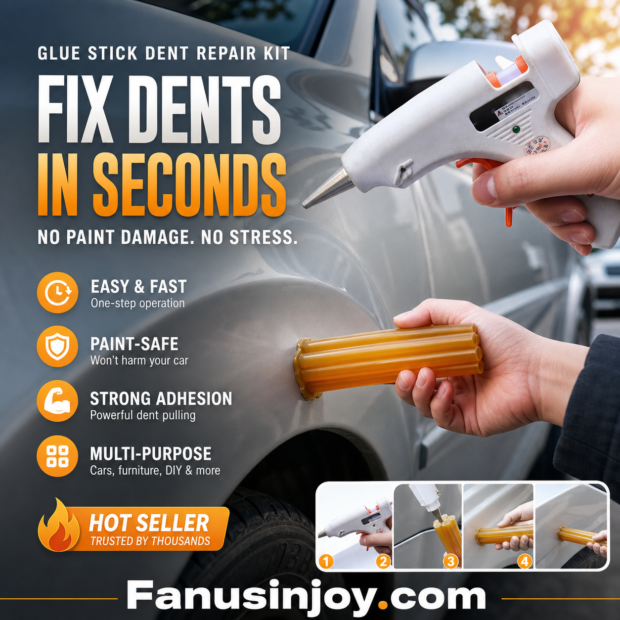 📢📢50% OFF !! ⏰Fix car dents effortlessly! 🚗Paintless Dent Repair Glue Stick for Car