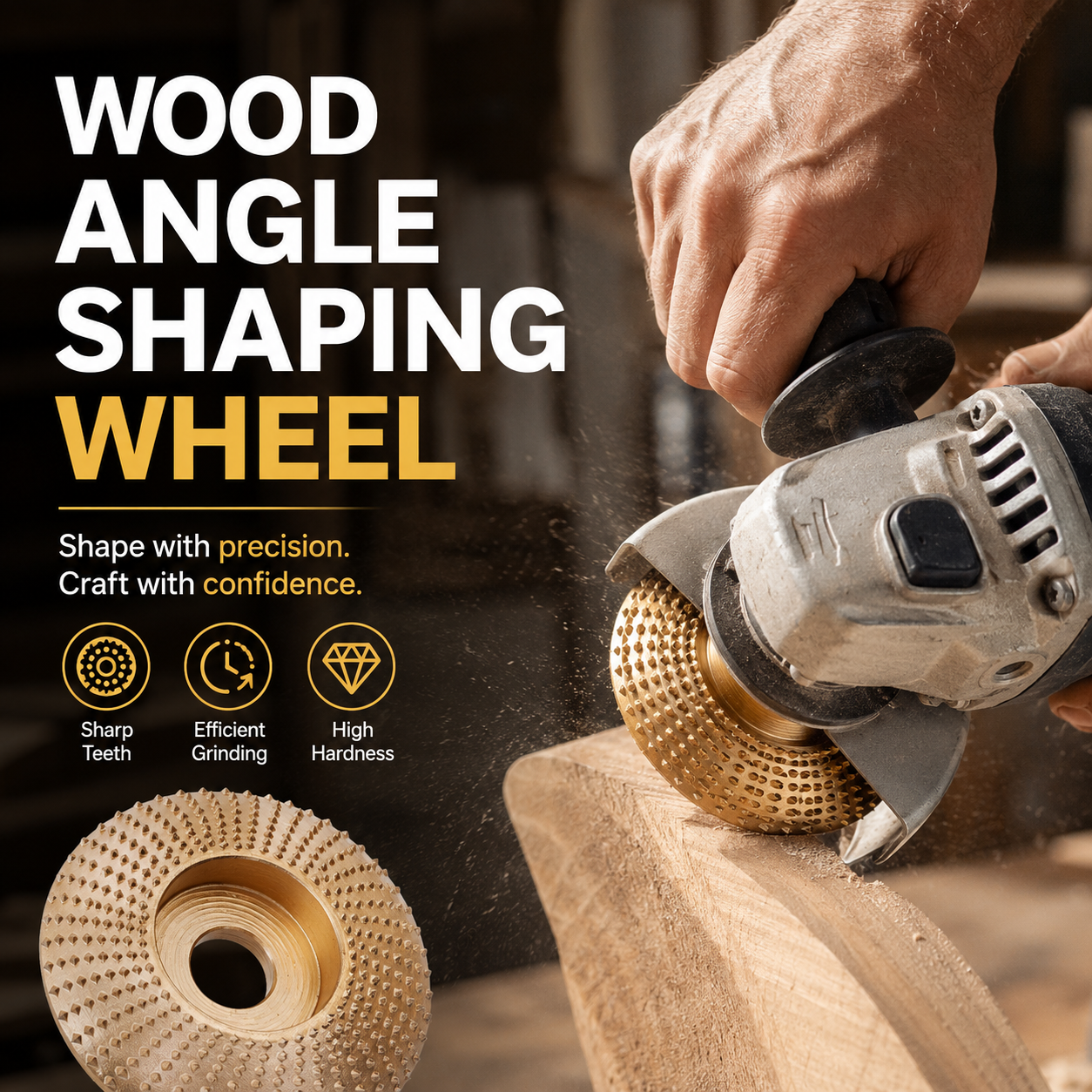 📢📢50% OFF !! ⏰Wood Angle Shaping Wheel – Fast-Cut, Sharp, Wear-Resistant, for Angle Grinder ✨