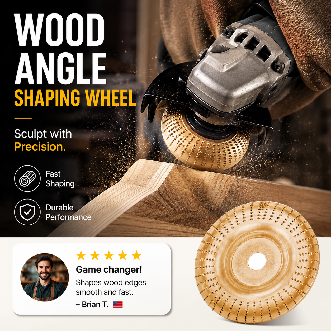 📢📢50% OFF !! ⏰Wood Angle Shaping Wheel – Fast-Cut, Sharp, Wear-Resistant, for Angle Grinder ✨