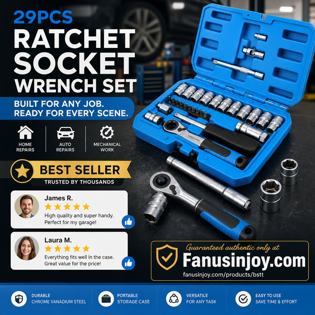 📢📢50% OFF !! ⏰29pcs Core Ratchet Socket Wrench Kit – Chrome‑vanadium steel, 11 sockets & 10 bits. Perfect for car repairs & DIY 🛠️✨