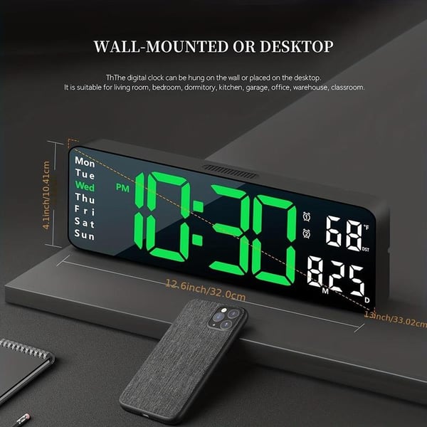 📢📢50% OFF !! ⏰16 Large Digital Clock with Temperature, Date, Auto DST, Night Light, Auto Brightness Dimmer