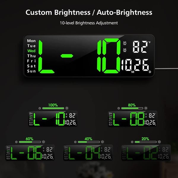 📢📢50% OFF !! ⏰16 Large Digital Clock with Temperature, Date, Auto DST, Night Light, Auto Brightness Dimmer