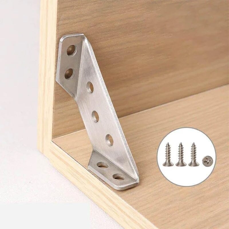 📢📢50% OFF !! ⏰UNIVERSAL STAINLESS STEEL FURNITURE CORNER BRACES — Triangular Stability Reinforcement | Rust-Proof Structural Support & Easy Install 🔧