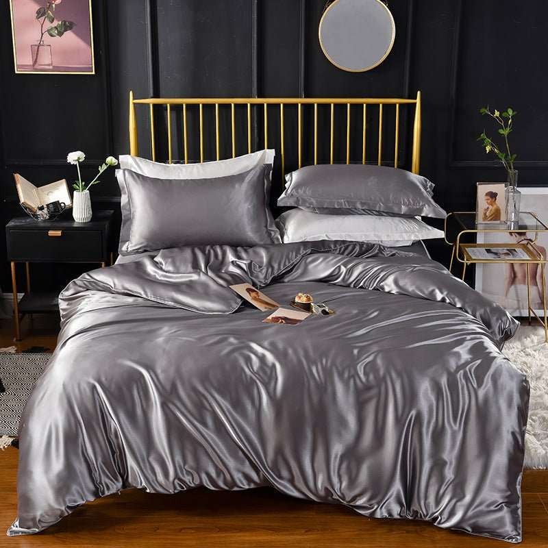 📢📢40% OFF !! ⏰25 Momme Luxury Pure Mulberry Silk Bedding Set of 4（1x Quilt Cover + 1x Bedsheet + 2x Pillowcases）