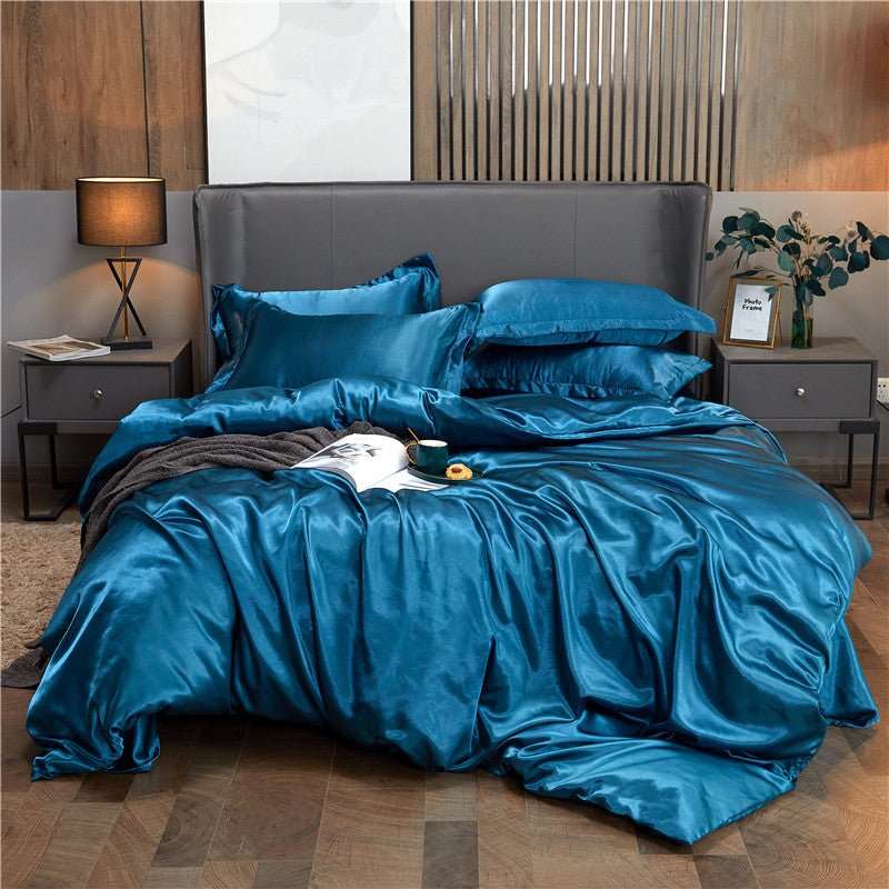 📢📢40% OFF !! ⏰25 Momme Luxury Pure Mulberry Silk Bedding Set of 4（1x Quilt Cover + 1x Bedsheet + 2x Pillowcases）