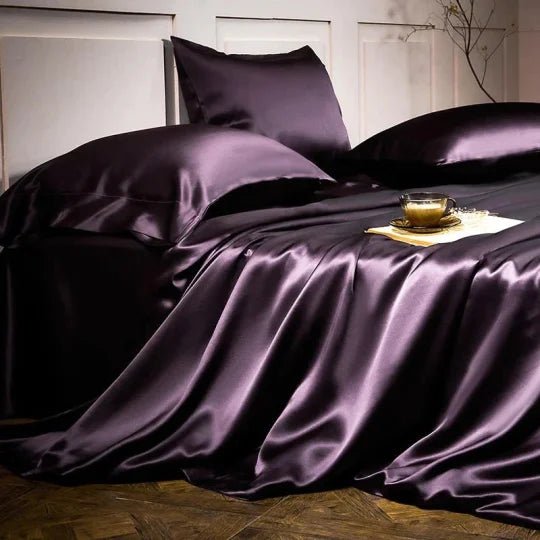 📢📢40% OFF !! ⏰25 Momme Luxury Pure Mulberry Silk Bedding Set of 4（1x Quilt Cover + 1x Bedsheet + 2x Pillowcases）
