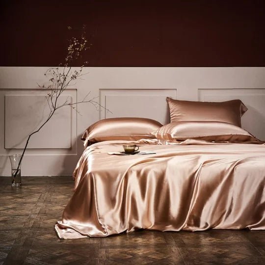 📢📢40% OFF !! ⏰25 Momme Luxury Pure Mulberry Silk Bedding Set of 4（1x Quilt Cover + 1x Bedsheet + 2x Pillowcases）