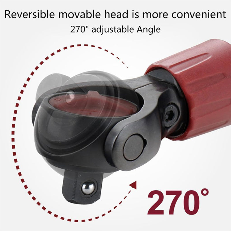 3/8 Drive Ratchet Wrench - 72T Steel Socket Wrench with Flexible Head & Reversible Switch