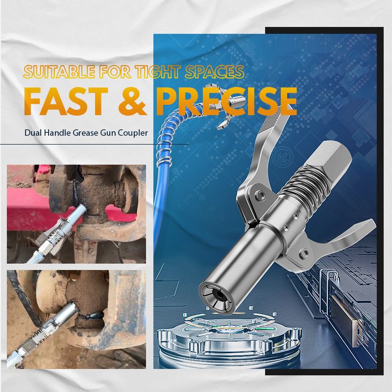 📢📢50% OFF !! ⏰⚙️High Pressure Dual Handle Grease Gun Coupler🛢️⛽