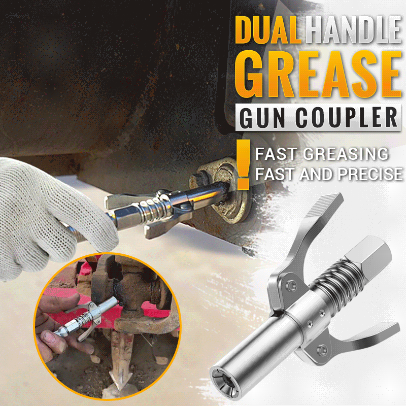 📢📢50% OFF !! ⏰⚙️High Pressure Dual Handle Grease Gun Coupler🛢️⛽