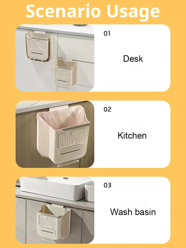 📢📢50% OFF !! ⏰Foldable Hanging Trash Can – Space Saving, Leak Proof & Easy to Clean🧼