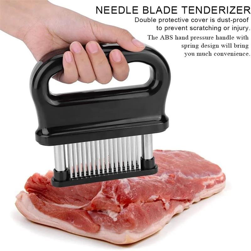 📢📢50% OFF !! ⏰Meat Tenderizer with 48 Stainless Steel Blades – Tenderize in Seconds, Dishwasher-Safe & Safe Storage Cover Included! 🔪