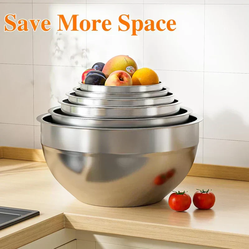 📢📢40% OFF !! ⏰ 6 Stainless Steel Bowls with 3 Graters – Stackable Design 🍽️