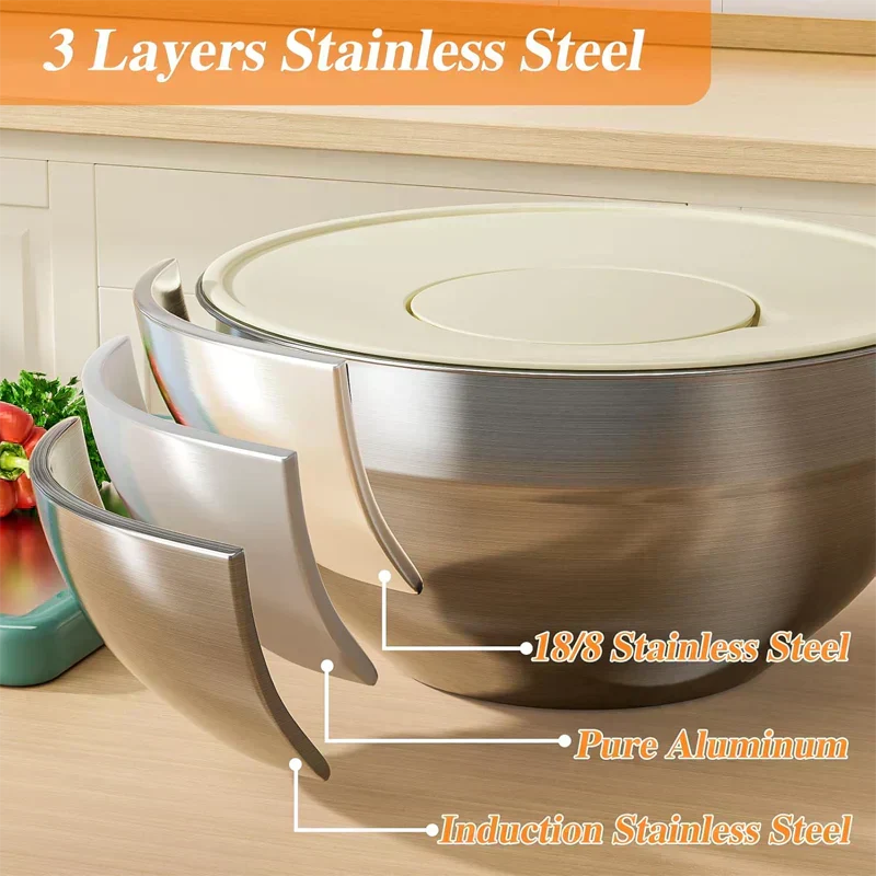 🥣 50% OFF NOW! 🔪 6 Stainless Steel Bowls with 3 Grater Accessories – Various Sizes, Airtight Lids & Stackable ✨
