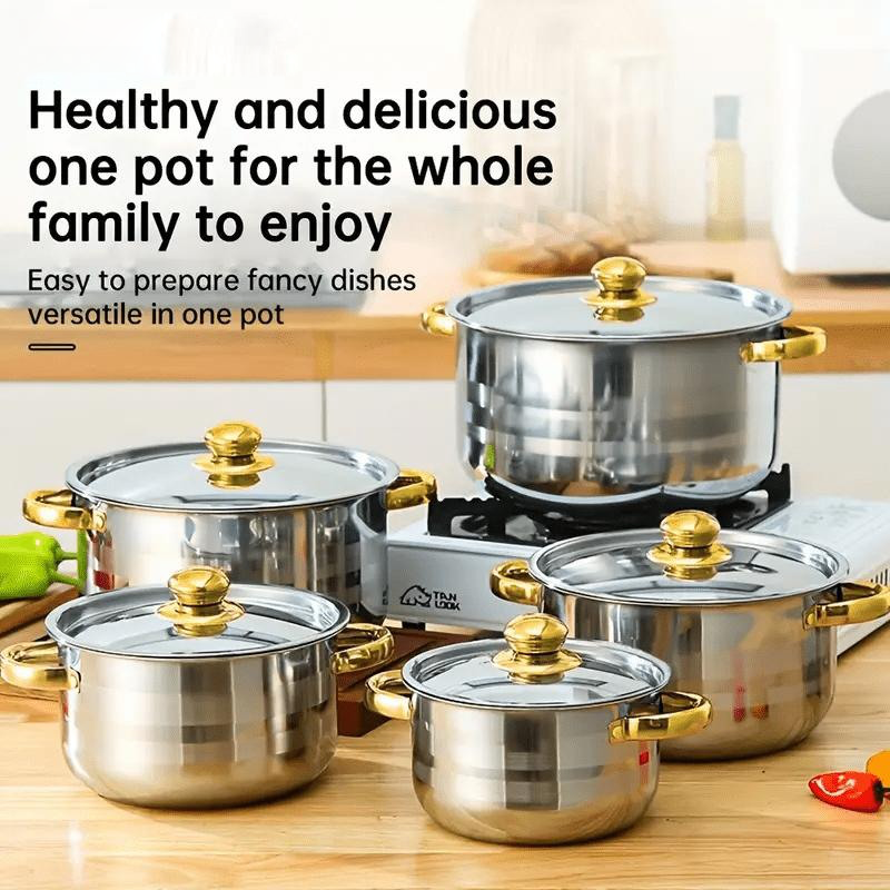 🔥35% OFF🔥5-Piece Stainless Steel Cookware Set with Glass Lids