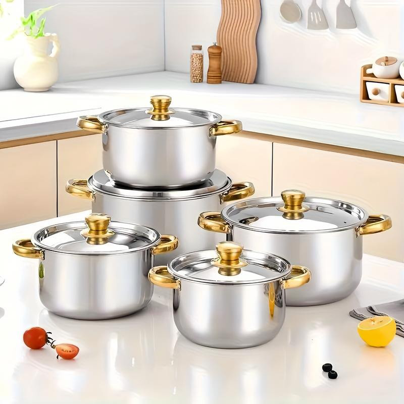 🔥35% OFF🔥5-Piece Stainless Steel Cookware Set with Glass Lids