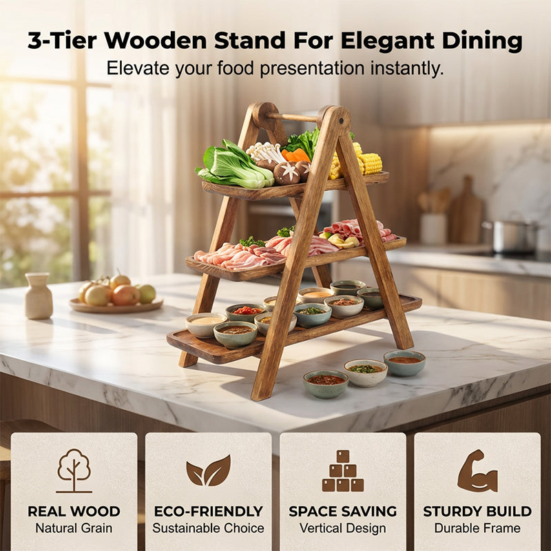🔥35% OFF🔥3-Tier Wooden Serving Tray