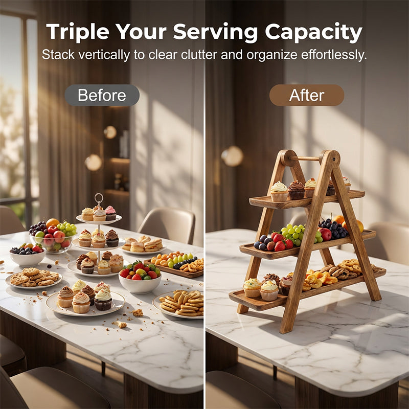 🔥35% OFF🔥3-Tier Wooden Serving Tray