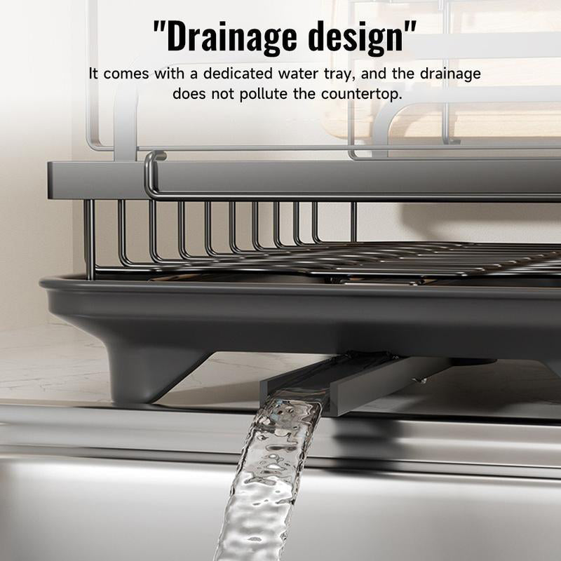 2-Tier Dish Drying Rack with Drainboard