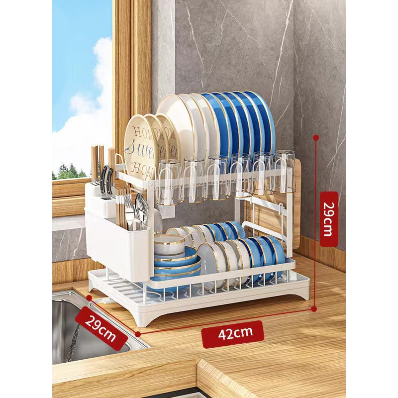 2-Tier Dish Drying Rack with Drainboard