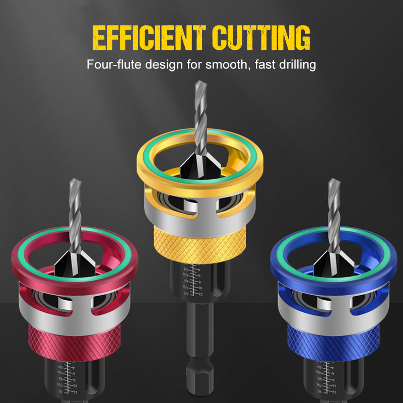 🔥Hot sale 30% OFF🔥4PCS Wood Countersink Drill Bit Set with Depth Stop