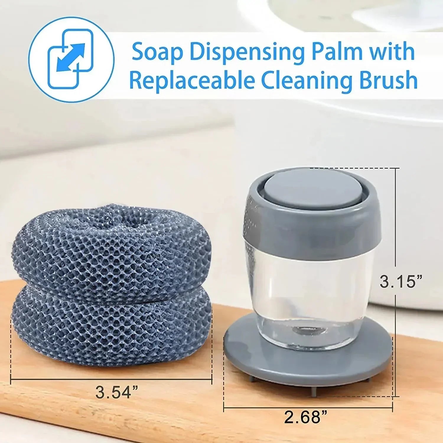 📢📢50% OFF !! ⏰ Kitchen Soap Press Dispensing Palm Brush – Built-In Soap Dispenser, Ergonomic Grip & Perfect for Dishes & Pans 🧼