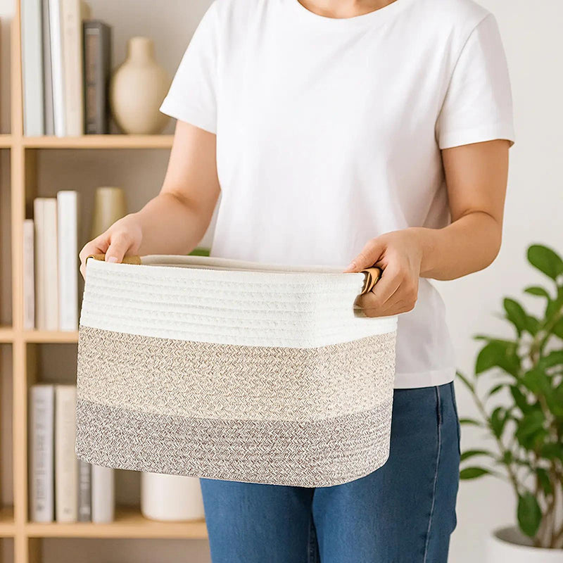 🔥 Hot sale 30% OFF🔥Woven Cotton Rope Storage Basket with Handles