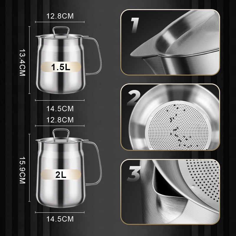 🔥 Hot sale 30% OFF🔥Multi-Function Large Capacity Stainless Steel Oil Filter Container