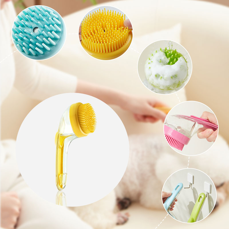 📢📢50% OFF !! ⏰Pet Bath Brush with Long Handle & Shampoo Dispenser