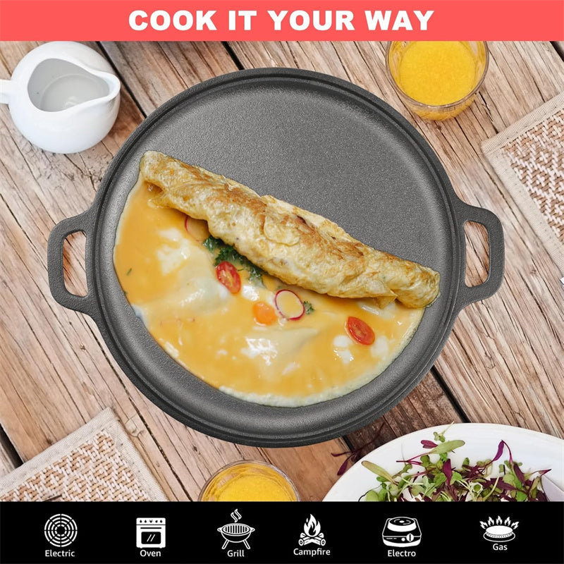 📢📢40% OFF !! ⏰Non-Stick Cast Iron Griddle Pan with Handles