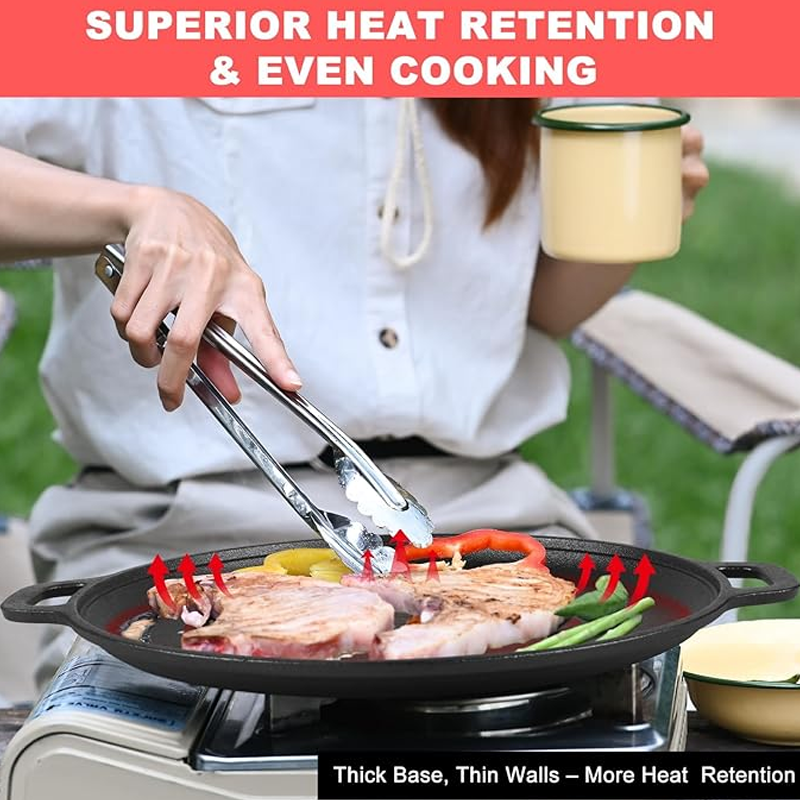 📢📢40% OFF !! ⏰Non-Stick Cast Iron Griddle Pan with Handles