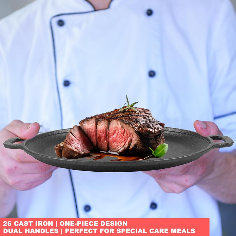 📢📢40% OFF !! ⏰Non-Stick Cast Iron Griddle Pan with Handles